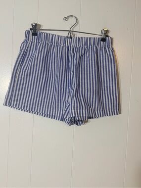 Blue and White Striped Cotton boxer Shorts